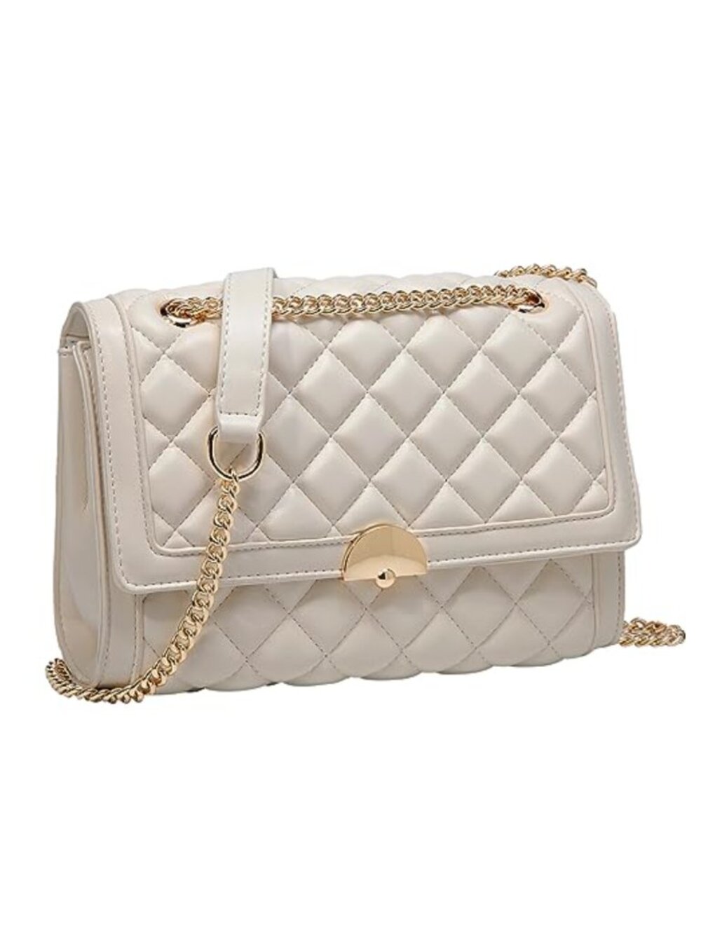 Quilted Crossbody Bag PU Leather Shoulder Handbag Adjustable Chain Strap